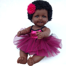 Boneca toda em vinil e silicone reborn, brinquedo africano com articulações móveis de 50cm, melhor presente de natal 2024 - compre barato