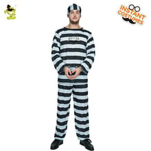 Men Classic Prisoner Costume for Halloween Party Clothing Purim Role Play Killer Outfits Fancy Dress Up for Adult Male 2024 - buy cheap