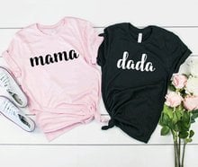 Skuggnas Mama and Dada T Shirt Couples Matching T Shirt Birthday Celebreation Shirt Hubby Wify t shirts Couple's Clothing 2024 - buy cheap