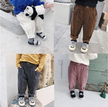 Autumn Winter boys girls cotton corduroy casual pants 2018 kids all-match spliced solid color loose pants children trousers 2024 - buy cheap