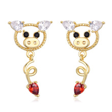 HONGYE 2020 New Pig Shape Long Drop Earrings for women with AAA Zircon Hanging Dangling Earrings Femme Trendy 2024 - buy cheap