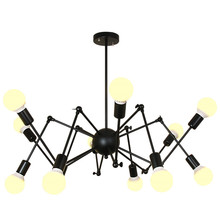 Forma de aranha led pingente luz e27 luminária de teto ferro preto droplight para sala estar em casa luminárias lâmpada pendurada 2024 - compre barato