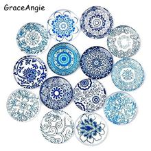 Mix azul estilo flor plana de volta resina cabochons cameo vidro flatback para brincos colar broches artesanal presente diy 20 pçs 2024 - compre barato