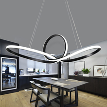 Luminária pendente de led, moderna, para decoração de escritório, sala de estar, cozinha, casa, preto e branco 2024 - compre barato