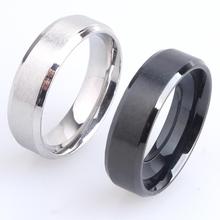 6mm silver color Black brushed 316L Stainless Steel finger rings for men women  wholesale 2024 - buy cheap