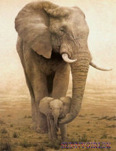 Большая картина маслом на холсте с животными, 24x36 дюймов, африканский слон (без рамки) 2024 - купить недорого