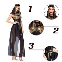 Drop Shipping Women Costumes Ladies Queen Black Egyptian Goddess Cleopatra Fancy Dress Party Halloween Costume Outfit M XL 2024 - buy cheap