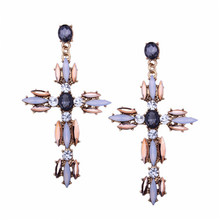 e-shine cross  shape dangle earrings for women alloy crystal material casual sporty style party church occasion fashion jewelry 2024 - buy cheap
