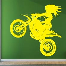 Environmental movement motorcycle girl wall stickers living room bedroom home decorative arts mural vinyl wall decals Y-23 2024 - buy cheap