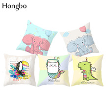 Hongbo-funda de almohada con caricaturas, funda de almohada agradable con estampado de elefante, gato, perro, pájaro 2024 - compra barato