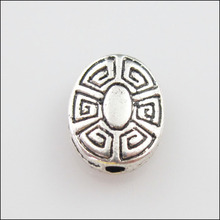 30Pcs Tibetan Silver Color Flower Oval Flat Spacer Beads Charms 9x11mm 2024 - купить недорого