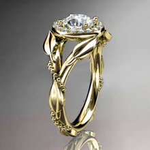 Hainon-Anillos de Compromiso de cristal de hoja para mujer, anillos de compromiso de boda para mujer, anillos de oro, regalos de joyería 2024 - compra barato