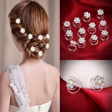 12PCS Hair Clips For Women Flower Crystal Wedding Bridal Hair Pins Twists Spiral Coils Hairpins Styling Fashion Hair Accessories 2024 - buy cheap