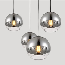 LuKLoy Modern Pendant Light Silver Glass Ball Pendant Lamp Kitchen Island Hanging Lamp Loft Bedside Suspension Lighting Fixtures 2024 - buy cheap