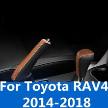 Leather Center Console Gear Shift decorative Sleeve Handbrake Protective Sleeve car Accessories For Toyota RAV4 2014-2018 2024 - buy cheap