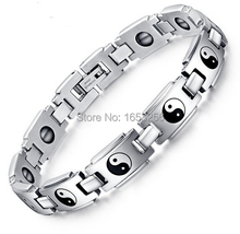 12mm 8.26'' Pure 316L Stainless Steel religious health Energy Magnetic Germanium Fashion Men's Chain Link Bracelet Bangle 2024 - buy cheap