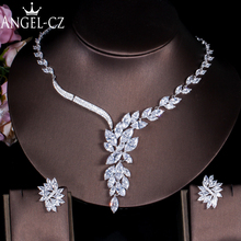 ANGELCZ African Style Marquise Cut Cubic Zirconia Crystal Nigerian Luxury Wedding Necklace Earrings Jewelry Set For Brides AJ060 2024 - buy cheap
