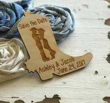 custom western Cowboy and Cowgirl Bride Groom names wooden Wedding Save the Date Magnets engagement party favors company gifts 2024 - buy cheap