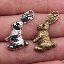 WYSIWYG 4pcs 29x19mm Pendant Rabbit Rabbit Charm Pendants For Jewelry Making Antique Silver Color Rabbit Pendants 2024 - buy cheap