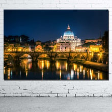 Old building Vatican City at night Picture Printed Canvas Cloth Wall Art Poster for Room Decor 2024 - buy cheap