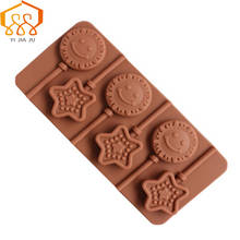 Super Lollipop Pop 6 Holes Mould Silicone Sun Star Shape Party Cake Cookie Candy Chocolate Maker DIY Handmade Baking Tool Tray 2024 - buy cheap