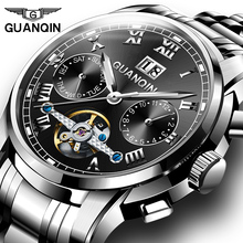 GUANQIN Luxury business tourbillon Mechanical Watches men Multifunction automatic watch Calendar Week Luminous skeleton watch 2024 - buy cheap