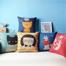 Classroom Pastoral Cat Pillow cartoon cat Linen Pillow Cushion home decor Pillows 2024 - buy cheap