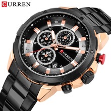 CURREN-reloj analógico de acero inoxidable para hombre, accesorio de pulsera de cuarzo resistente al agua con calendario, complemento Masculino de marca de lujo con diseño moderno 2024 - compra barato