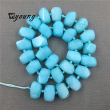 Polished Faceted Sky Blue Jades Cut Nugget Loose Drilled Beads 15.5 Inch Full Strand For Necklace or Bracelet Making MY0634 2024 - buy cheap