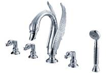 DHL free shipping 5pcs chrome  finish brass  swan tub faucet widespread bathub and shower tap 2022 - купить недорого