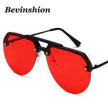 Cool trend half frame sunglasses men Fashion wild jelly color sunglasses women red yellow Night vision oversized sun glasses 2024 - buy cheap