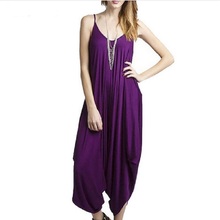 Ladies Fashion Rompers Sexy Spaghetti Strap Deep V-Neck Tops And Casual Loose Wide Harem Pants One-piece Jumpsuits Plus Size 5XL 2024 - buy cheap