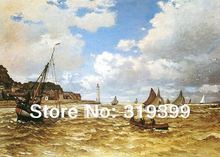 Oil Painting Reproduction on linen canvas,Mouth of the Seine by Claude monet ,100% handmade ,Free Fast Ship,Museum Quality 2024 - buy cheap