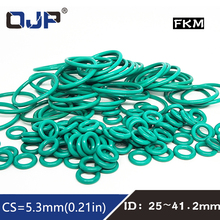 5PCS/lot Rubber Ring Green FKM O ring Seals 5.3mm Thickness ID25/27.5/30/32.5/35/37.5/40/41.2mm Rubber Seal Gasket Fuel Sealing 2024 - buy cheap