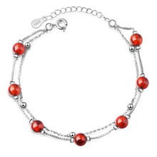 New Fashion Sweet Red Garnet Gem Stone 925 Sterling Silver Female Bracelets Jewelry Women No Fade Choker Charms Cheap Gift 2024 - buy cheap