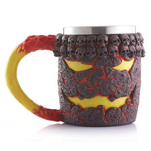 Taza de café creativa de acero inoxidable, diseño 3D de Calavera, monstruo Magma, de doble pared, 350ml 2024 - compra barato