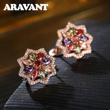 Luxury Earrings Brilliant Flower Hoop Earring With AAA CZ Zircon Stone Women Birthday Jewelry Gifts 2024 - buy cheap