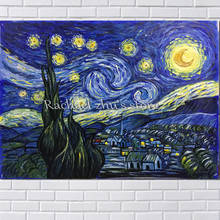 Hand Painted Famous Oil painting on Canvas reproduction Starry Night Van Gogh Wall Art Pictures Living Room Home Decor Art 2024 - buy cheap