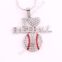 alloy silver plated with i love baseball sport series pendant necklaces 2024 - buy cheap