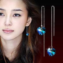 Long Earrings Silver color Earrings for Women Fashion Heart of The Ocean Blue crystal Drop Tassel Earrings Fine Jewelry 2024 - buy cheap