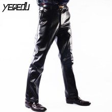 Pantalones de piel sintética para hombre, pantalón de motocicleta de talla grande 29-42, color negro y liso, #2202 2024 - compra barato
