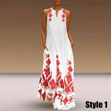 VONDA Holiday Women Bohemian Dress Summer Sundress Vintage Sleeveless Floral Print Party Long Maxi Dress Vestido Plus Size 2024 - buy cheap