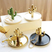 Decorative Cactus Plate Dish Ceramic Ring Holder Jewelery Organizer Cake Candy Storage Plate Tray Cactus Decor 2024 - buy cheap