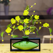 Modern Europe Simple Rectangle Ceramic Vase Ornament Artificial Crystal Flower Living Room Coffee Table Hotel Home Furnish Decro 2024 - buy cheap