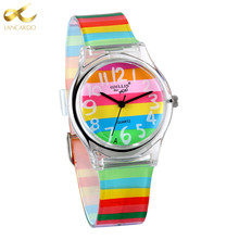 Lancardo relógio de quartzo arco-íris feminino, relógio de pulso feminino de marca de luxo do natal, de silicone para meninas 2024 - compre barato