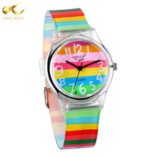 LANCARDO Rainbow Quartz Watch Women Ladies Christmas Brand Luxury Girl Silicone Wrist Watch Clock Montre Femme Relogio Feminino 2024 - buy cheap