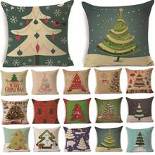 1Pcs 43*43cm Christmas Tree Gifts Pattern Cotton Linen Throw Pillow Cushion Cover Car Home Sofa Decorative Pillowcase 40482 2024 - buy cheap