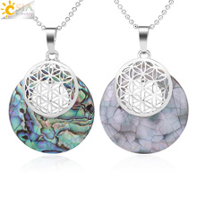 CSJA-Colgante de Mandala con flor de la vida para mujer y hombre, colgante de concha Natural, Geometría Sagrada, collares, joyería G012 2024 - compra barato