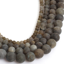 Cuentas redondas de piedras naturales de 4-10mm, abalorios de labradorita gris mate escarcha para fabricación de joyas, abalorios DIY de 15" 2024 - compra barato