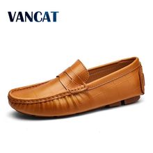 Vancat Plus Size 38-47 Men Casual Shoes Brand Genuine Leather Men Loafers Moccasins Slip On Men Driving Boats Men Shoes Flats 2024 - buy cheap